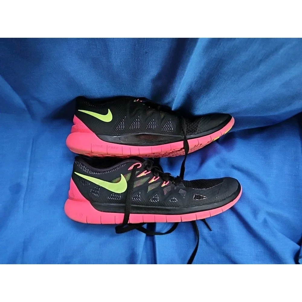 Nike Free 5.0 Tr Fit‎ 5 Cross Training Shoes Sneakers Black Volt Hyper Pink Neon